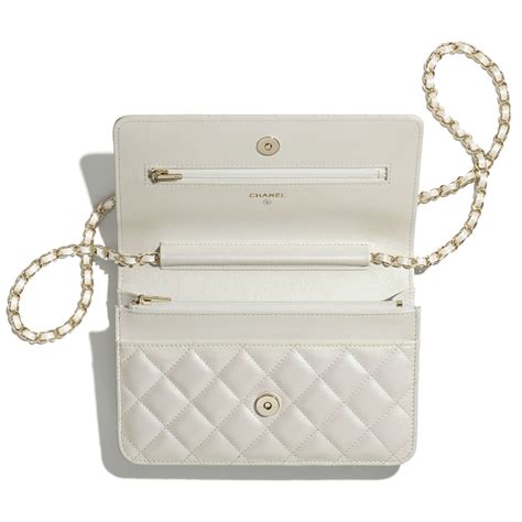 chanel classic wallet on chain white|chanel wallet on chain measurements.